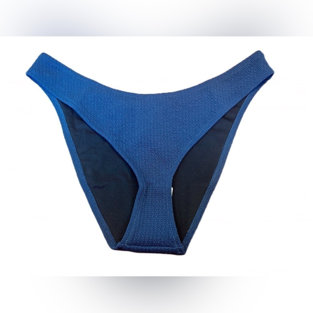 NWT J. Crew Navy Jacquard Textured Curved Waist Cheeky Bikini Bottom Sizes S & L
